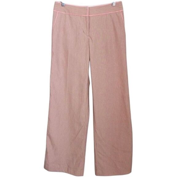 Express Correspondent Spring Pink Gray Striped Wide Straight Leg Pants Size 4 - Picture 2 of 8